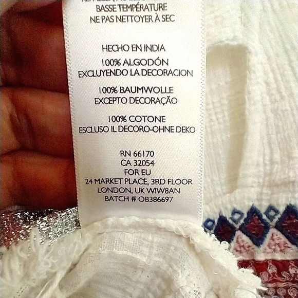 Great Used Condition Ecote Boho Cotton Low Cut-Out Back Embellished Tank Top Lg. - Picture 5 of 10